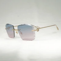 vintage oversize sunglasses men diamond cut gafas retro metal shades women goggles for outdoor rimless eyewear