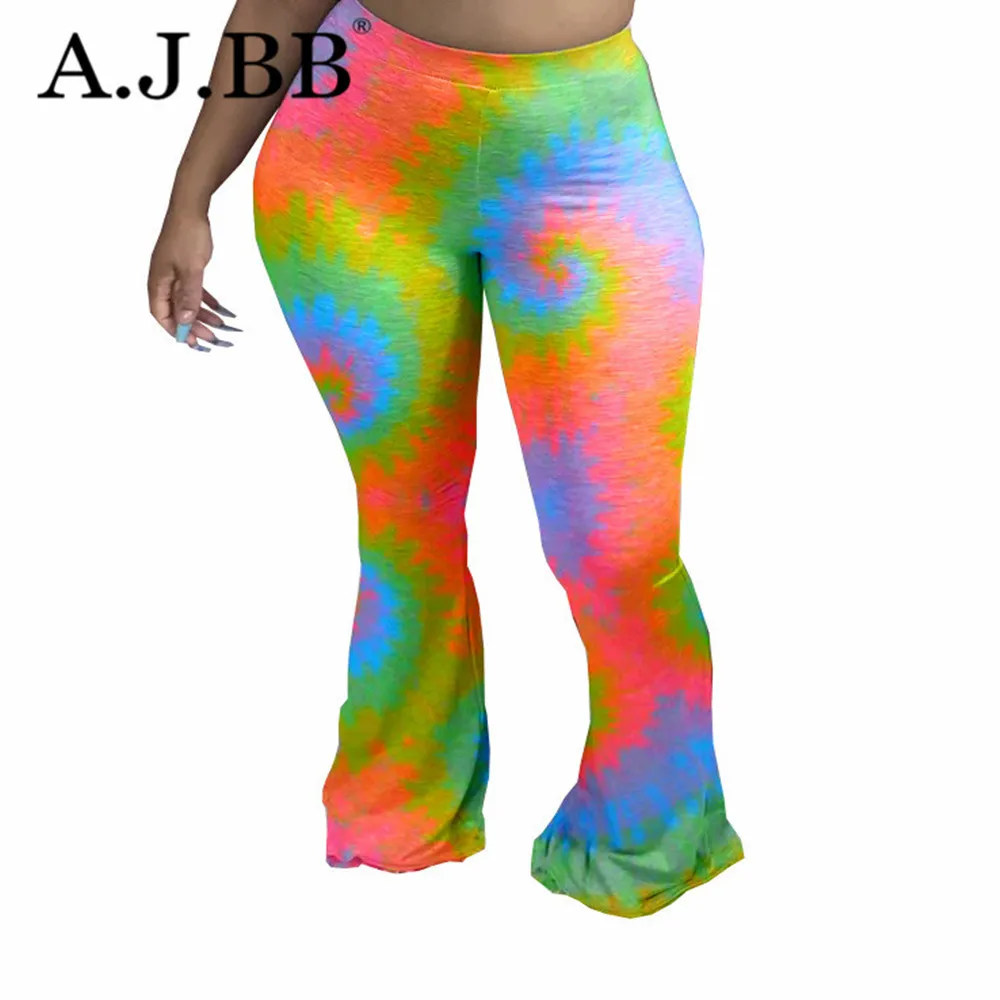 

Европейские и американские повседневные Модные расклешенные брюки с принтом, узкие женские брюки с высокой талией и эластичным поясом