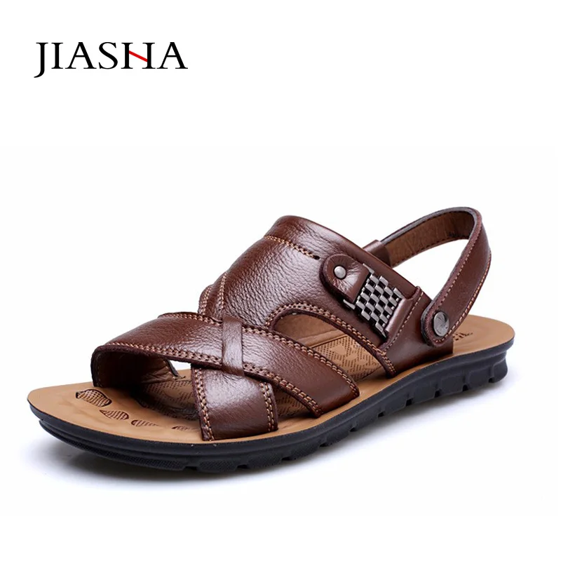 

Plus Size Men Sandals Summer Leather Classic Men Shoes Slippers Soft Summer Sandals Men Comfortable Walking Footwears