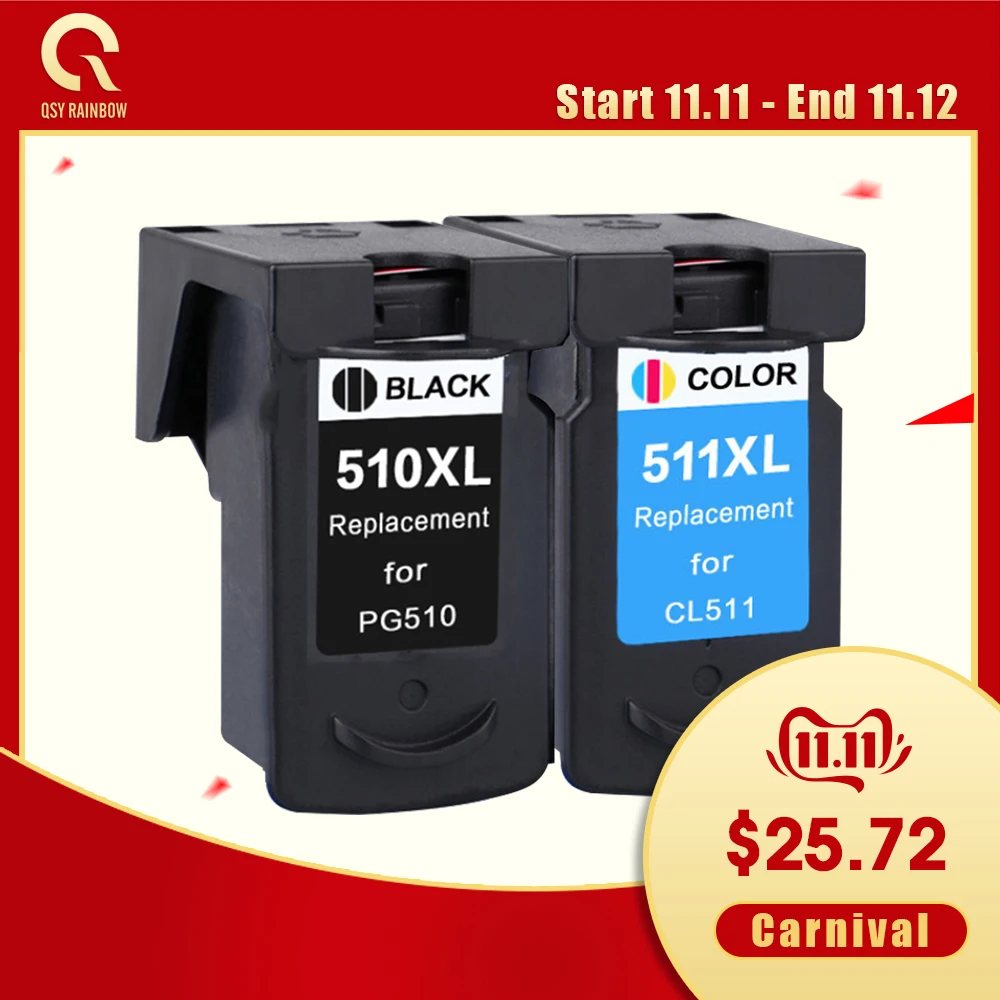 QSYRAINBOW Совместимый картридж для Canon PG 510 CL 511 PG510 CL511 Pixma MP240 250 MP260|Чернильные
