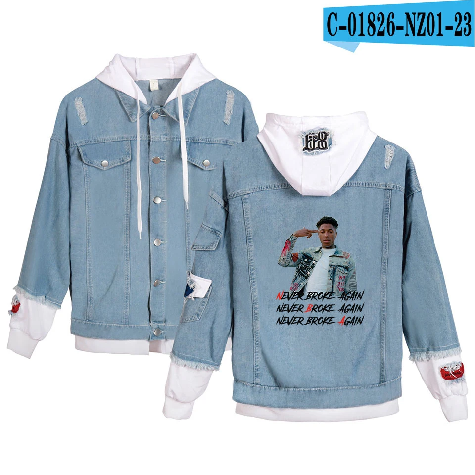

Denim Jean Stitching Jacket Men/women Spring Casual Personality Denim Sweatshirt Kpop Jacket Print Rib Sleeve Women Sweatshirts
