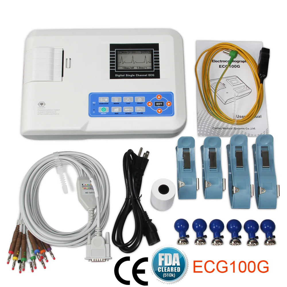 

Contec ECG100G Portable 1Channel 12Leads ECG EKG Machine +Printer Electrocardiograph/Thermal Recording Paper Printer Paper