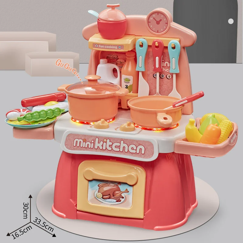 Pink 26 шт. Детская электрическая игрушка «кухонные принадлежности» звуковая подсветка для приготовления пищи для девочек ролевые игры дом Рождественские день рождения подарки игрушки для детей мальчиков и девочек - Цвет: Pink