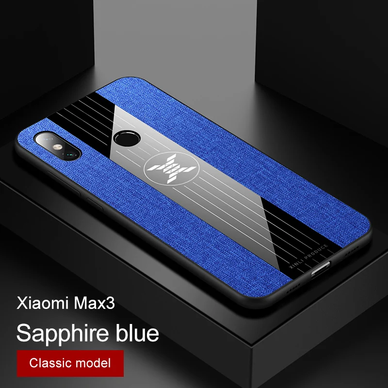 Чехол для xiaomi mi max 3, роскошная жесткая ткань с кольцом, магнитный штатив, тонкая защитная задняя крышка для xiaomi mi max 2 max3 max2 shell - Цвет: only blue case