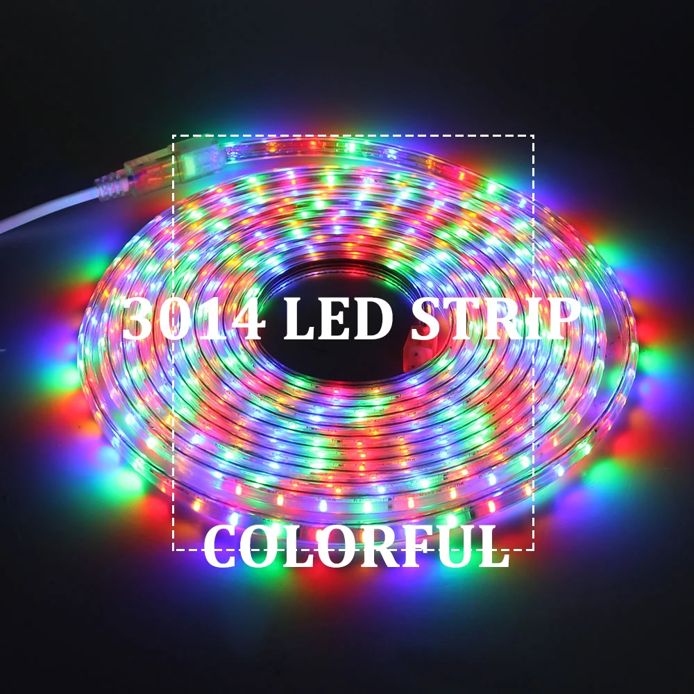 AC 220V RGB 3014 led strip 72leds/Meter IP65 Waterproof Flexible LED Tape Light outdoor garden light with EU plug 1/2/3/4/5/10M