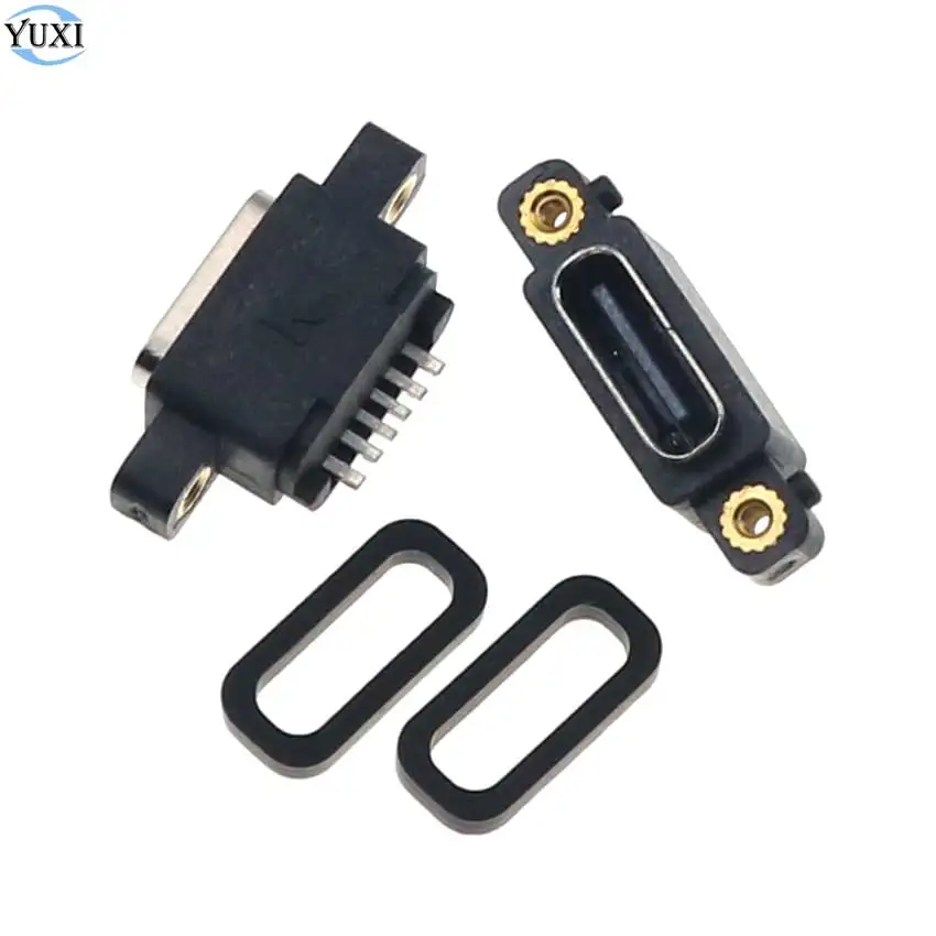Юйси 2 шт. USB 3 1 Type-C 6Pin женский SMD DIP Соединитель с резьбовым отверстием для высоких