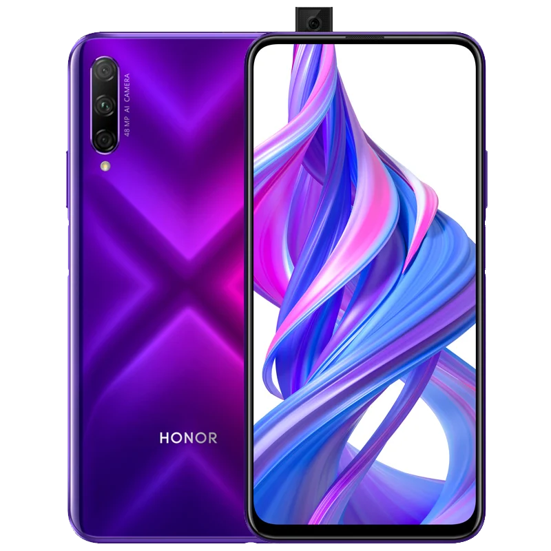 Purple Смартфон Honor 9X Pro, 8 ГБ, 128 ГБ, 256 ГБ, 2340x1080 P, 6,59 дюймов, полный экран, 8 Мп, 3 камеры, 4000 мАч, GPU Kirin 810, Восьмиядерный - Цвет: Purple