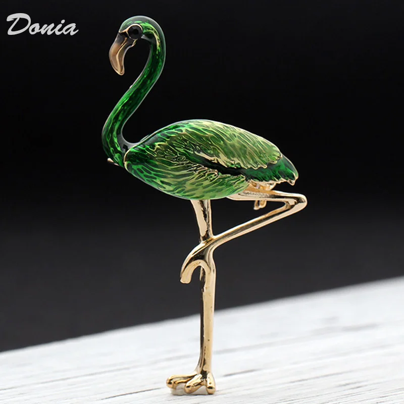 

Donia jewelry Arrival Red Flamingo Birds Brooches for Men Jewelry Brand Enamel Condition Punk Brooches Bouquet Animal Brooch Pin
