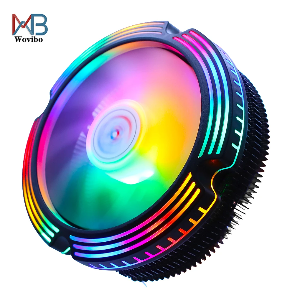 ПК Процессор охлаждающий вентилятор Ventilador 120 мм цветной RGB 3 Pin для Intel LGA 1200 1150 1151 1155