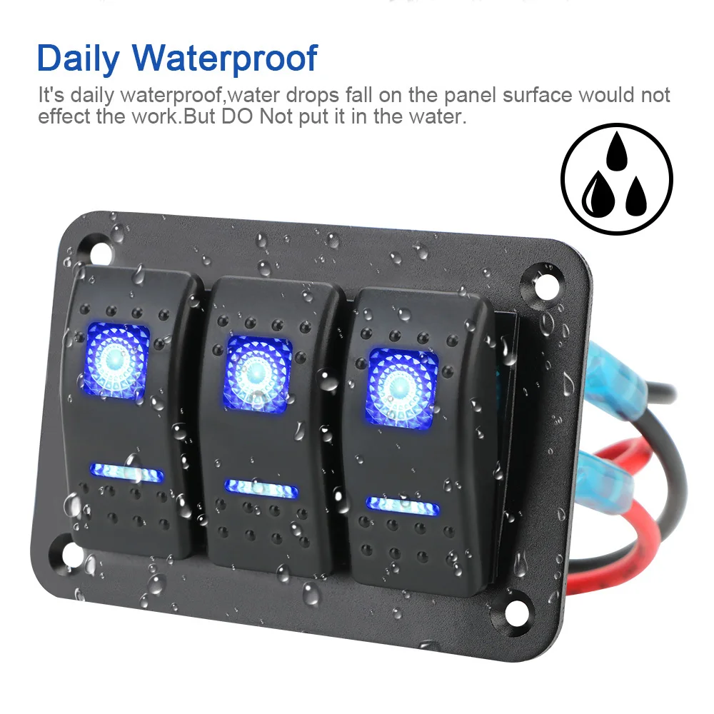 

DC 12V 24V 3 Gang Rocker Switch Panel Circuit Breaker Lights Toggle Icon Sticker Accessories For Car Truck Caravan Marine Ship
