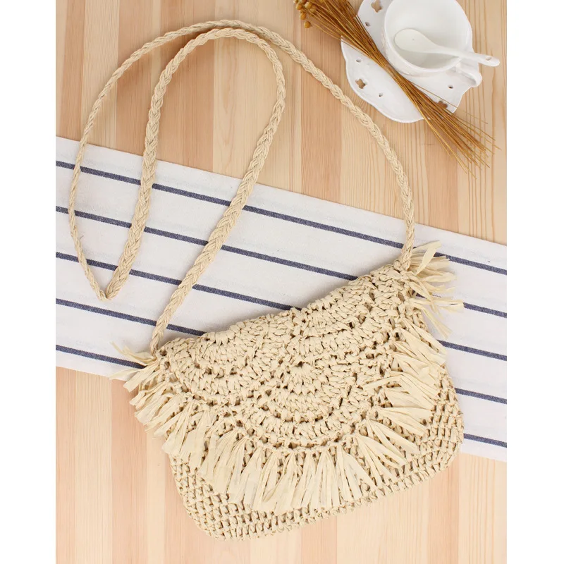 

Summer Straw Bags For Women Handmade Tassel Beach Bags 2021 Raffia Rattan Woven Handbags Vacation Shoulder Crossbody Bags Clutch