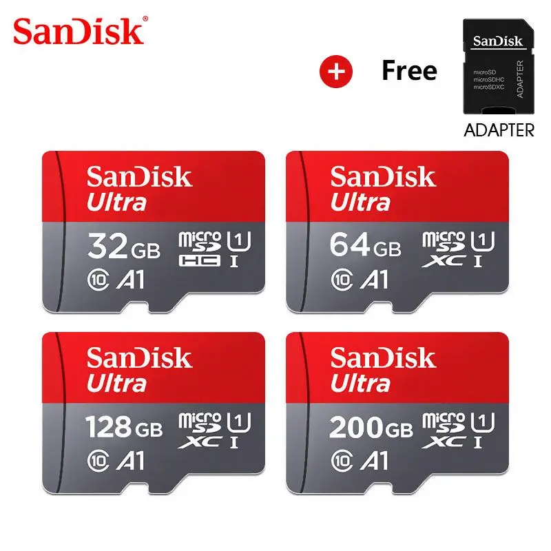 Sandisk микро SD карты 256 г 200 ГБ 128 Гб 64 Гб 100 МБ/с. слот для карт памяти SD/TF флеш-карта Class10 32 Гб оперативной памяти, 16 Гб встроенной памяти microSD для планшета/смартфона