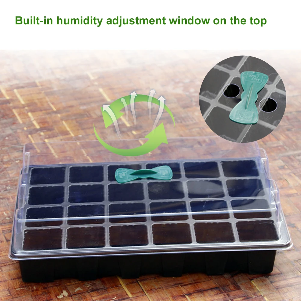 

24 Cells Plant Growing Trays Plant Germination Tray Nursery Pots Planter with Lids and Breather Hole