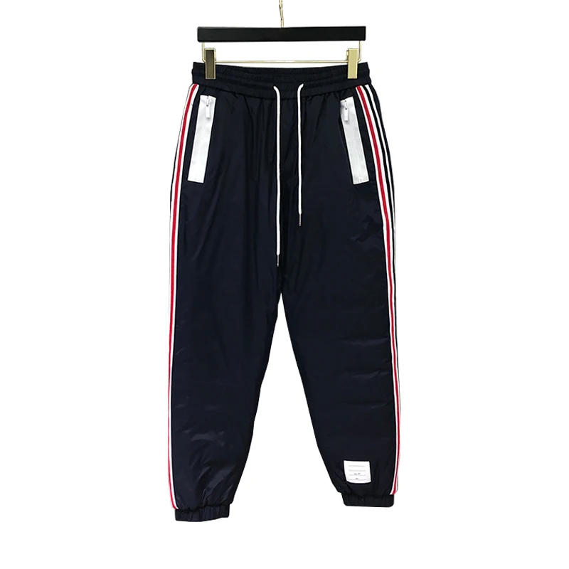 

TB THOM BULUO Brand Sweatpants Men Winter Casual Sports Trousers Striped Tracksuit Bottoms Mens Jogger Track Down Pants