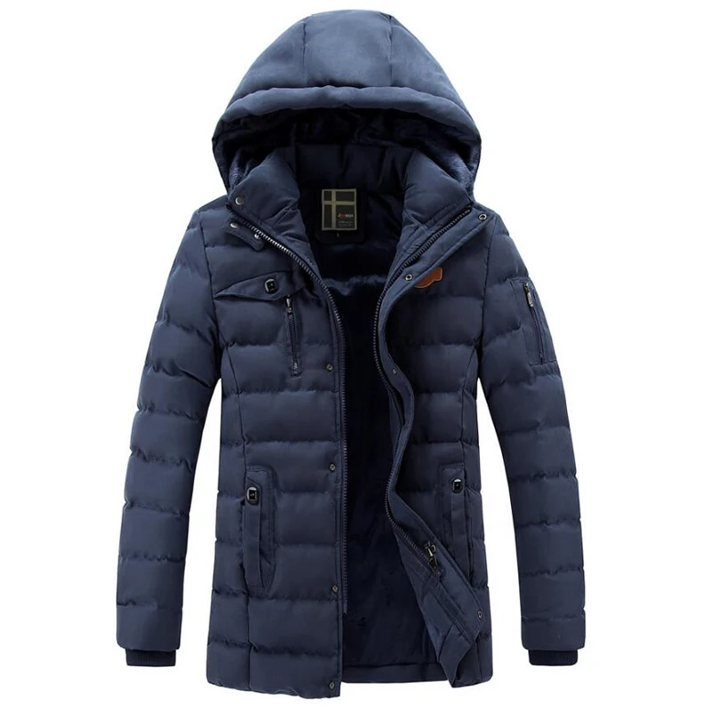 

Winter Thicken Parka Men VogueOutwear Windproof Fleece Warm Long Coat Man Winter Jacket Hooded Detachable Mens Warm Clothes