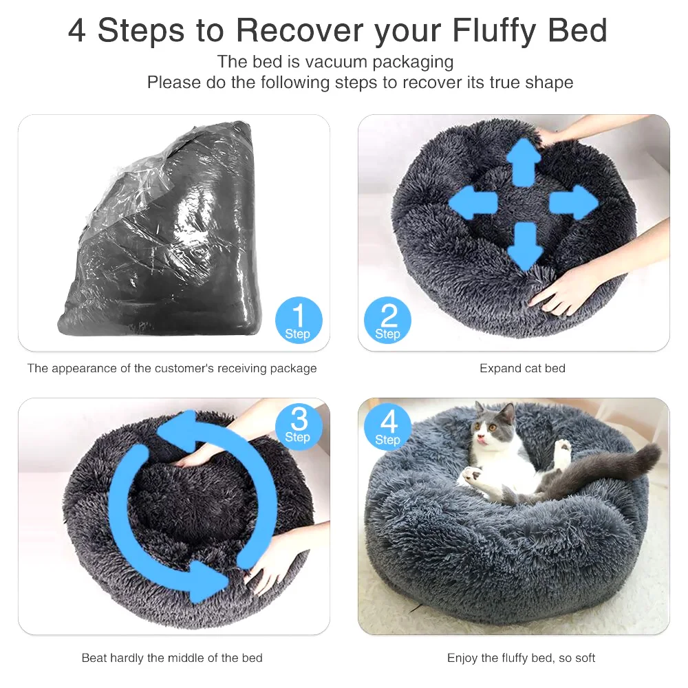 

Round Cat Beds House Soft Long Plush Best Pet Dog Bed For Dogs Basket Pet Products Cushion Cat Bed Cat Mat Animals Sleeping Sofa