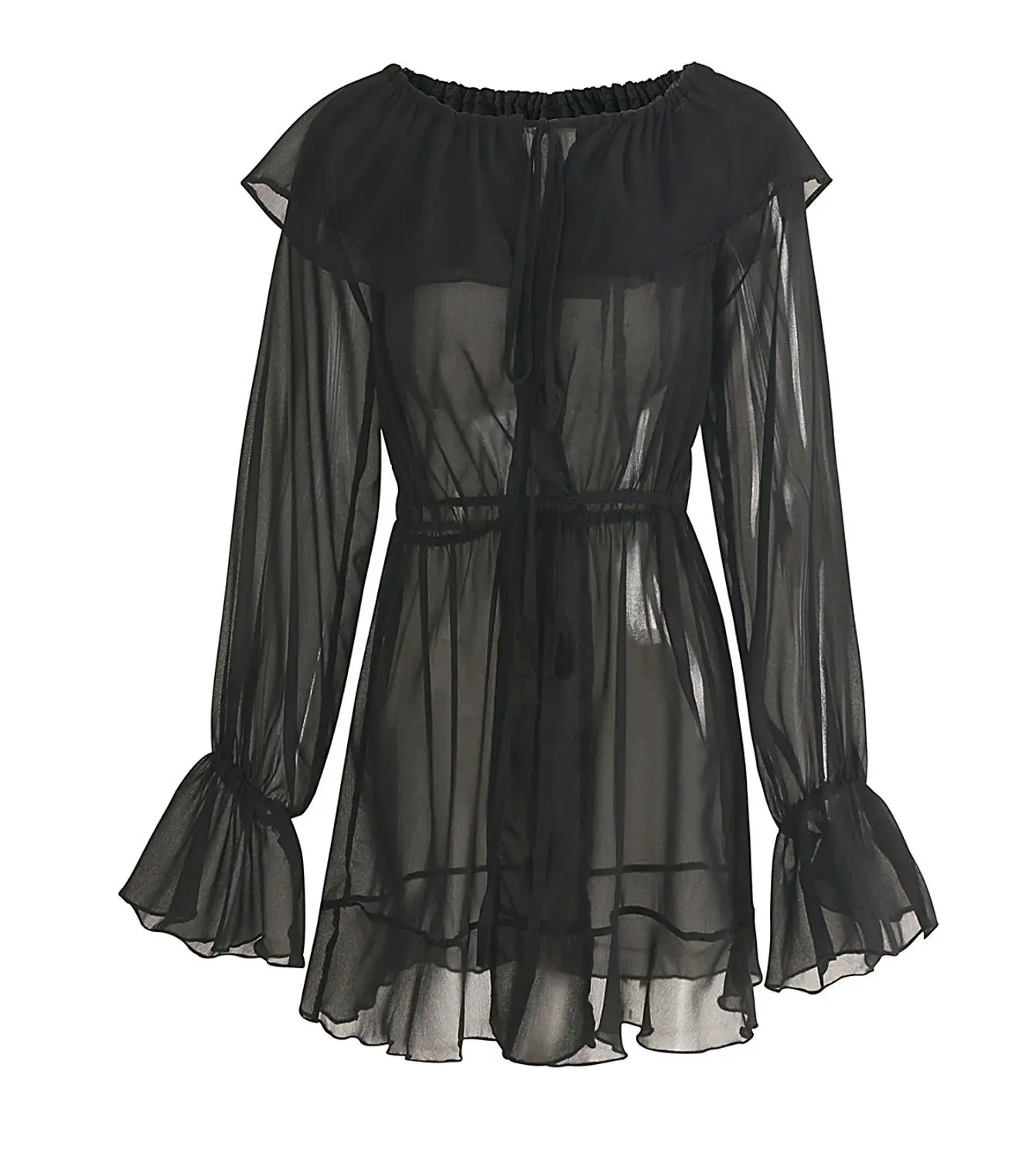 Женское Прозрачное платье BornToGirl сексуальное черное с длинным рукавом и вырезом