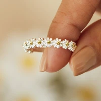 vintage daisy rings for women cute flower ring adjustable open cuff wedding engagement rings female jewelry bague beautiful gift