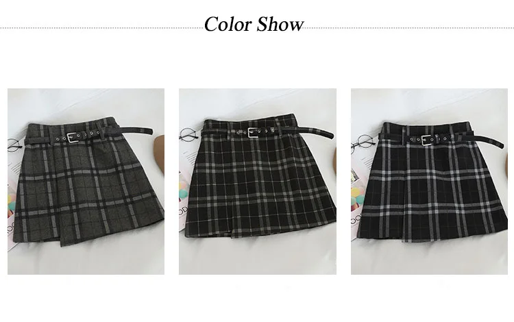 HELIAR Preppy Plaid Woolen Shorts With Pocket Women Sashes Shorts Wide Leg Outwear Shorts Fall Winter Street Shorts Women