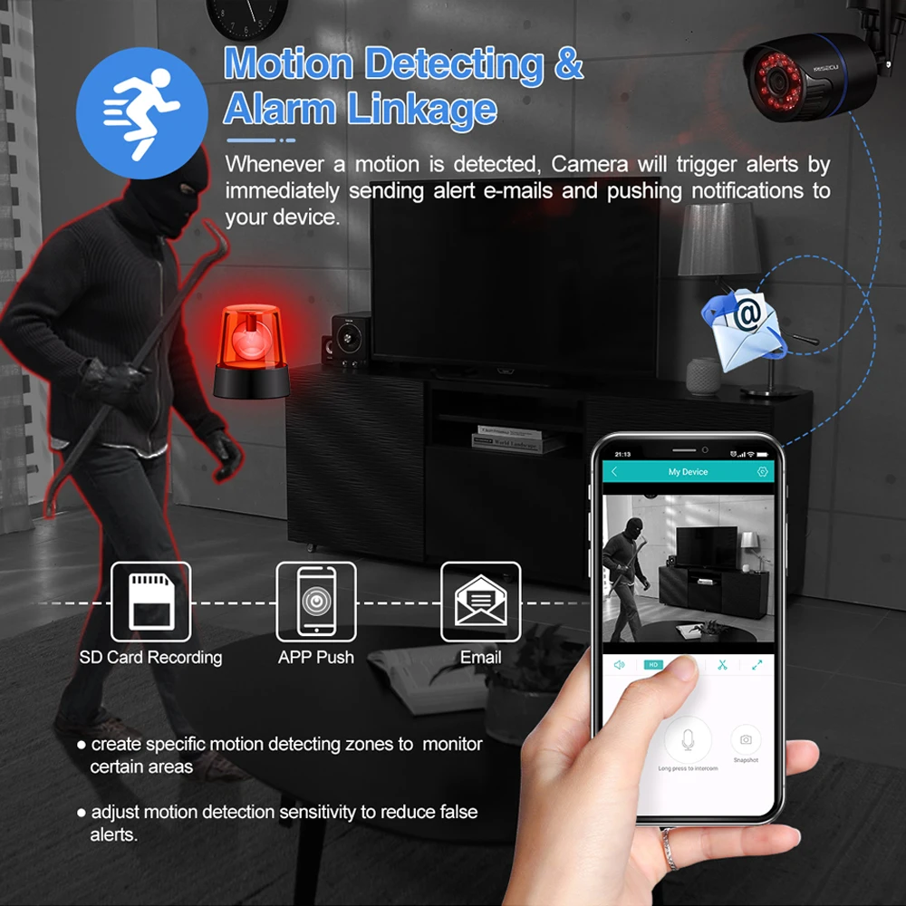 

MISECU WIfi Camera Audio Record Motion Detection Wireless IP Camera Outdoor IP65 Waterproof Security Surveillance TF Card