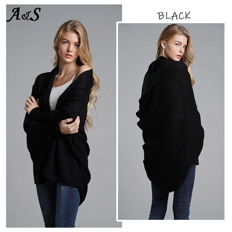 Anbenser Oversized Sweater Cardigan Knitted Women's Clothes Patchwork Batwing Sleeves Outerwear Female Winter Plus Size Overcoat |