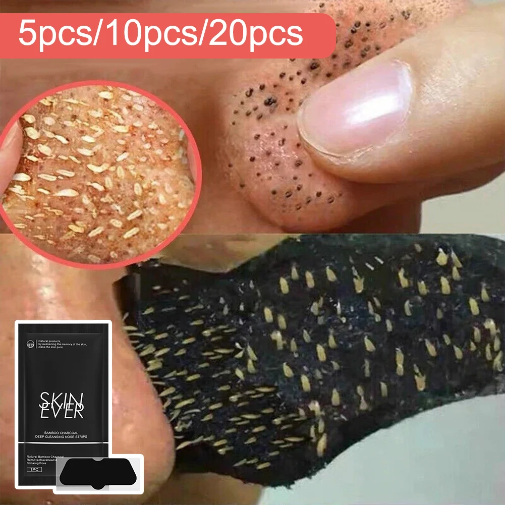 

5pcs/10pcs/20pcs Blackhead Pore Strips Deep Cleansing Nose Strips Bamboo Charcoal Blackhead Removal Strips For Oily Combination