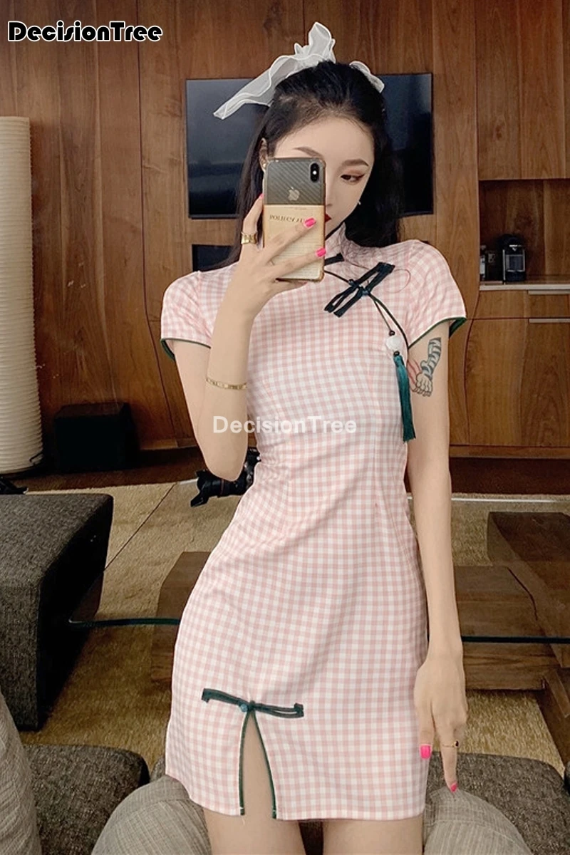 

2021 sexy chinese dress female lace cheongsam women novelty qipao short sleeve elegant chinese dress qipao vestidos