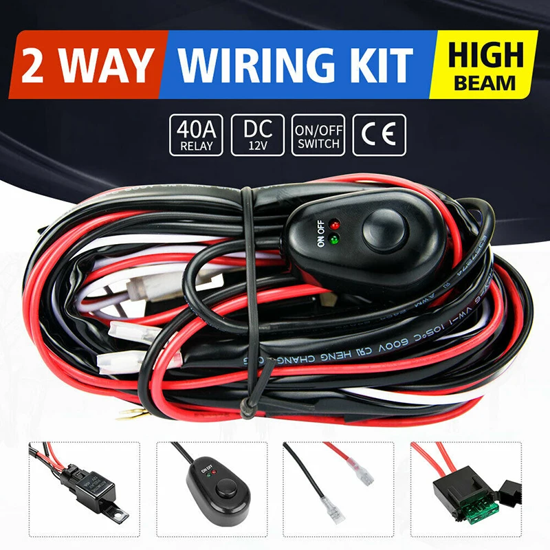 

1Set High Quality 12V 40A Relay Switch Kit LED Light Bar Wire Wiring Harness Professionally Assembled Wiring Looms