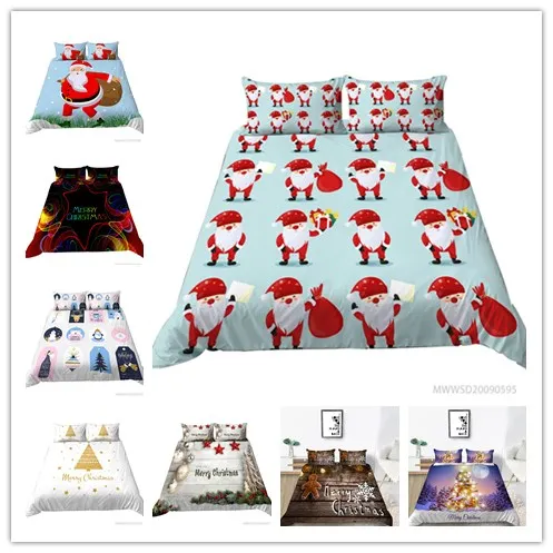 

Комплект постельного белья с рождественскими елками, подарок на Новый год для девочек и мальчиков, 2/3 шт.