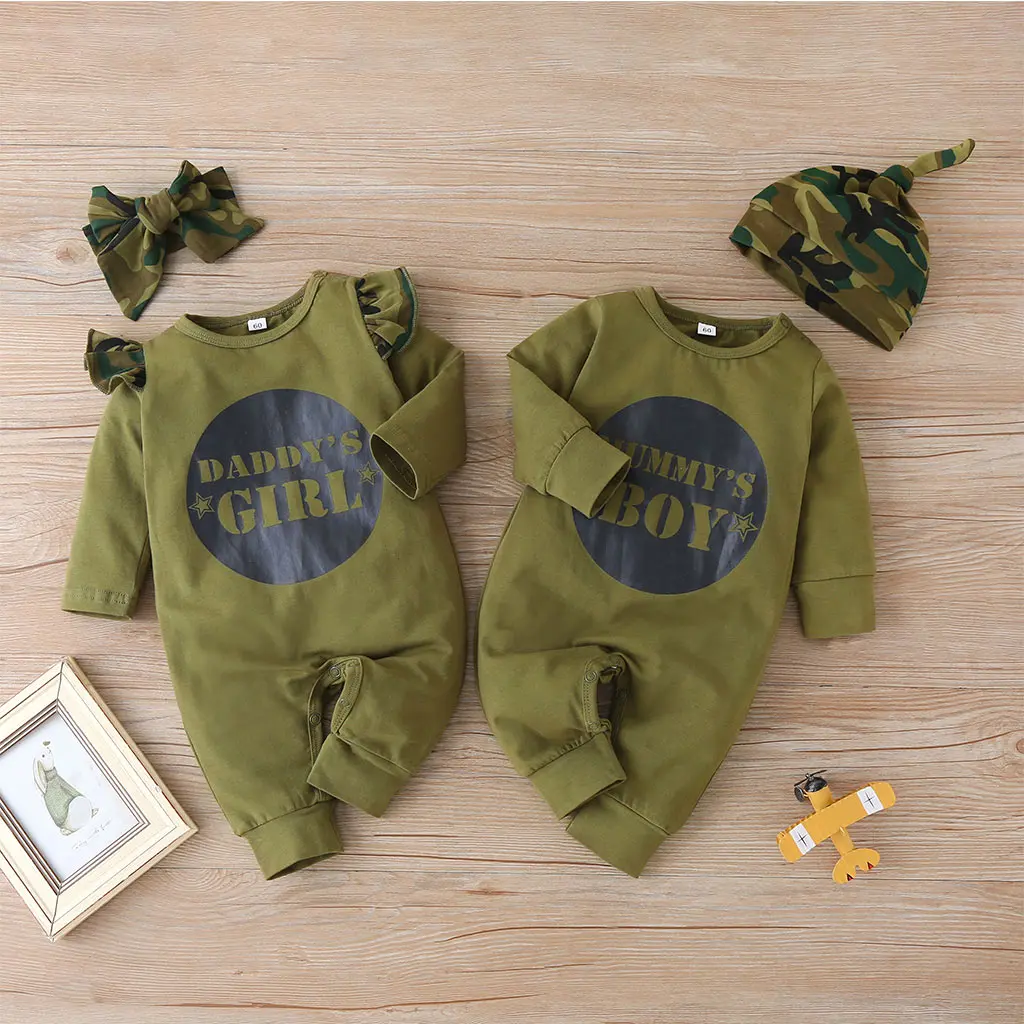 

Ruffled Baby Clothes for New Born 0 to 3 ArmyGreen Baby Romper for Boys Girls Children's Clothing Jumpsuit Kids Clothes Girl Set