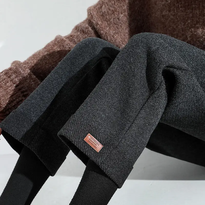 

Woolen Pants Women's Autumn Winter Wide Leg Trousers Female High Waist Casual Cropped Loose Drooping Thick Woolen Straight Pants
