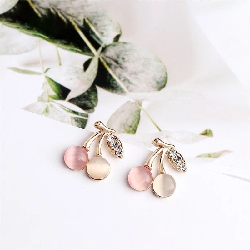 Женские серьги с опалом и вишнями простые стильные цветной защитой 1 пара новинка