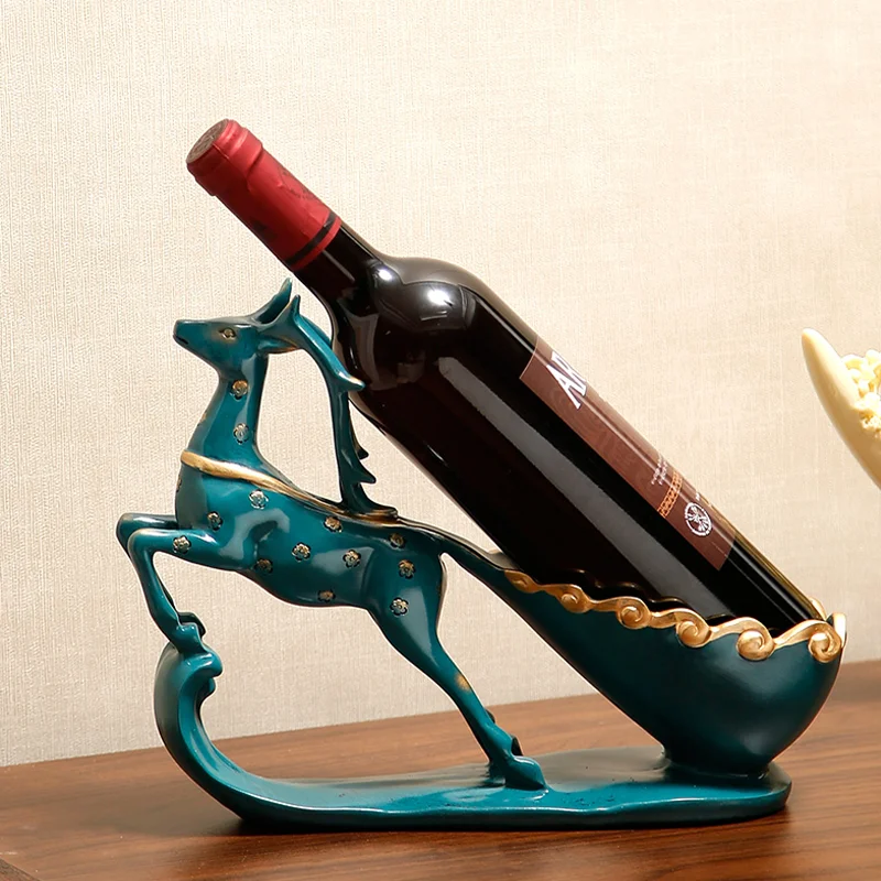 

Animal Sculpture Resin Deer Wine Rack Statues Nordic Living Room Decoration Wine Holder Dining Table Accessories New Year Gifts