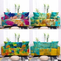 colorful ink painting sofa cover stretch sectional couch cover armchair for living room elastic slipcover gouache art sofa case