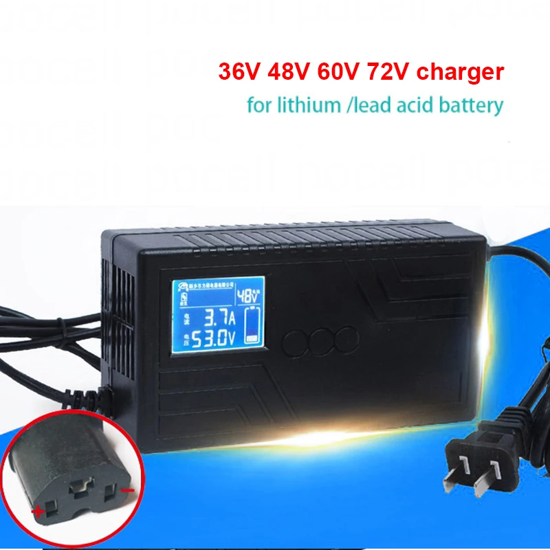 

NEW 36V 48V 60V 72V 5A Smart Charger With LCD for 43.8v 42V 58.4V 73V 84V 87.6V 71.V 3.8A 67.2V li ion lipo lead acid