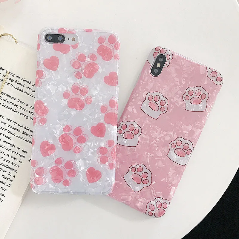 Розовый Loli милый девчачий чехол розовый Кот лапа белая для Apple 7/8 plus/X XS MAX Iphone phon