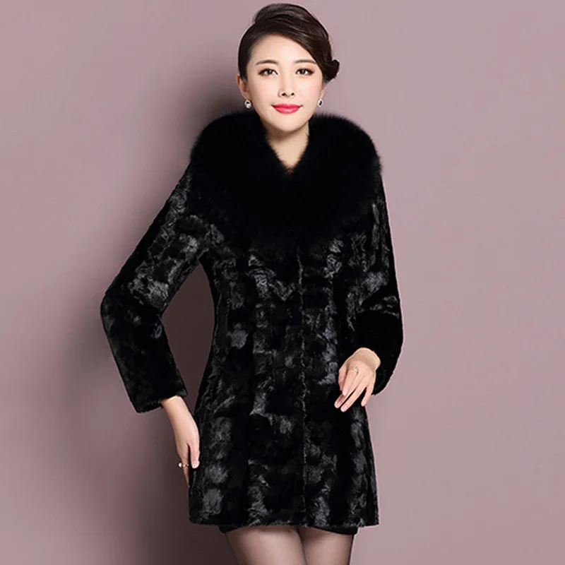 2020 Женское пальто из искусственного меха с длинным рукавом размера плюс длинное