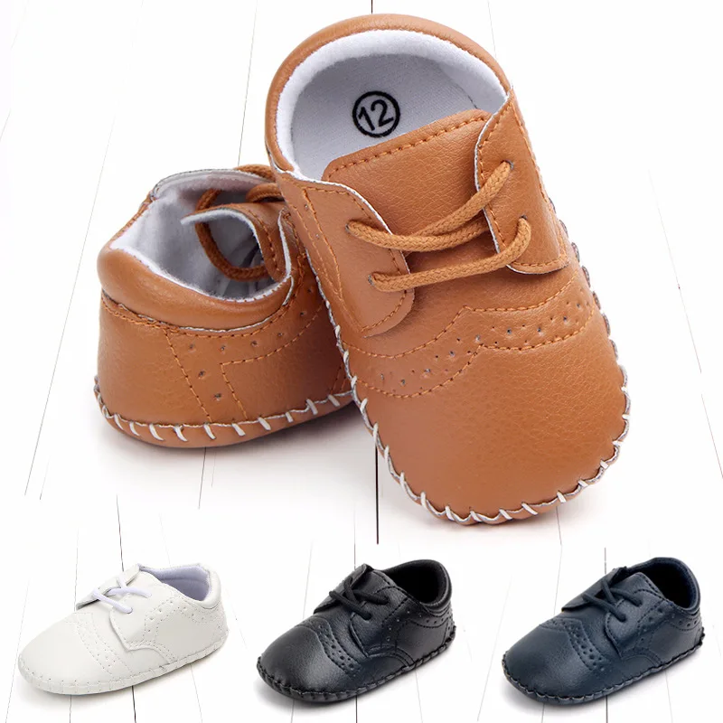 

Spring and autumn baby boy toddler shoes soft-soled British carved wreath ring bottom small leather shoes