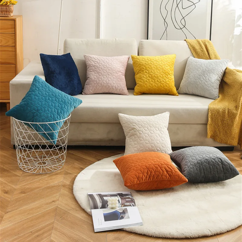 

Sofa Cushion Cover Solid Color Simplicity Fashion Pillowcase Velvet Pillowcase INS Pillowcase Comfortable Household Items