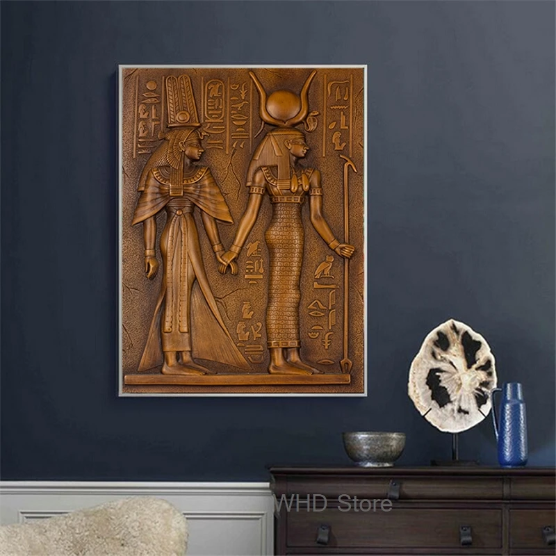 Египетская Картина на холсте египетские иероглифы старые логотипы и буквенные