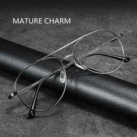 pure titanium super light aviator glasses frame large men pilot decorative eyewear prescription myopia optical eyeglasses
