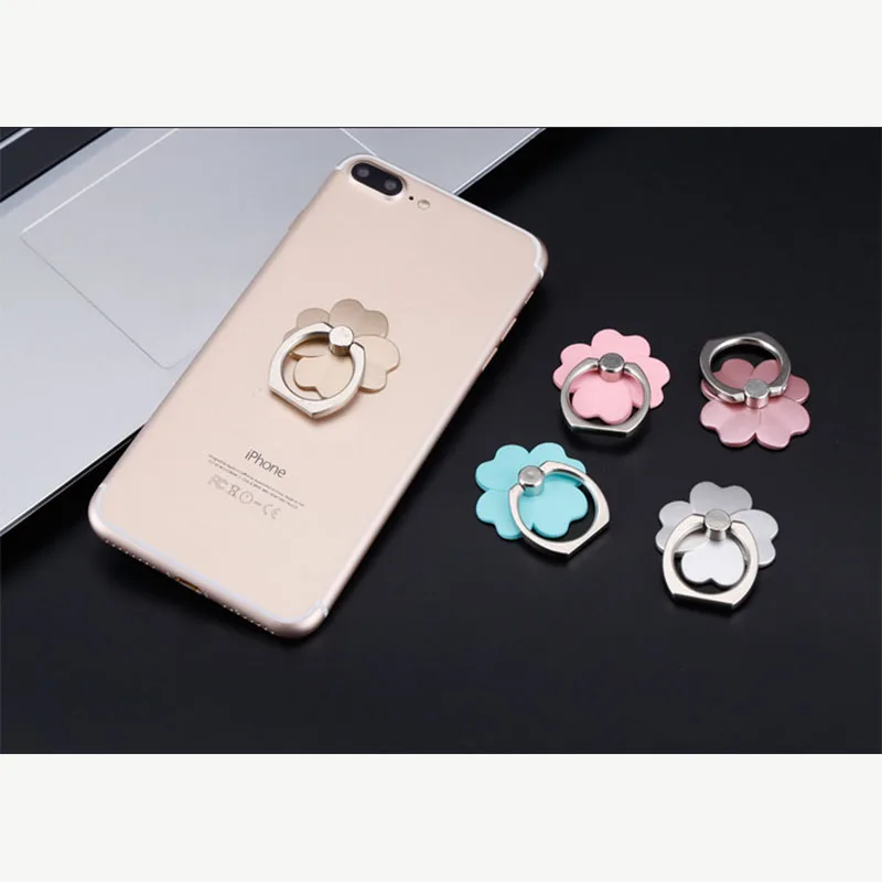 Новая мода lucky clover нескользящее металлическое кольцо на палец мобильный