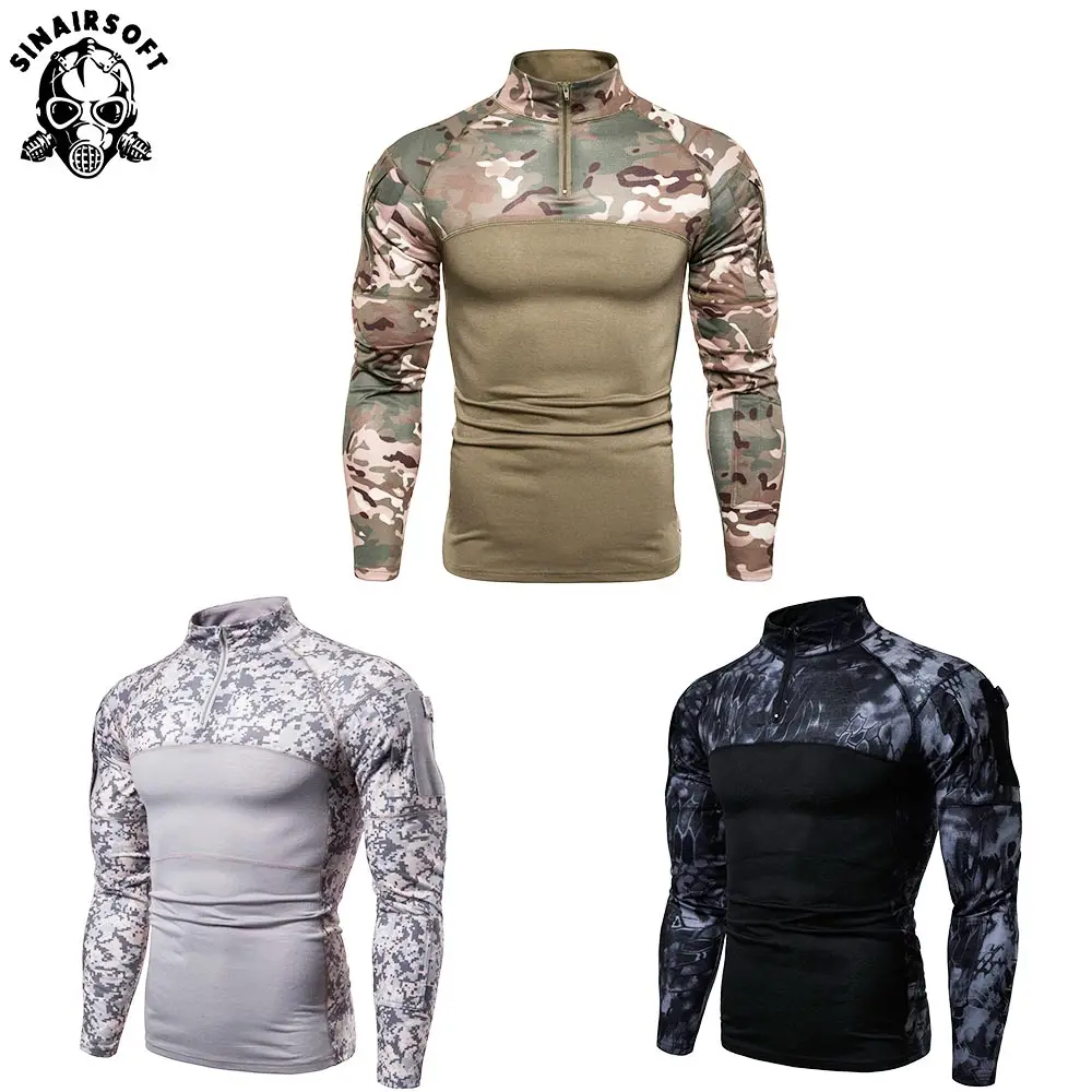 SINAIRSOFT Мужская армейская зеленая тактическая футболка с длинным рукавом