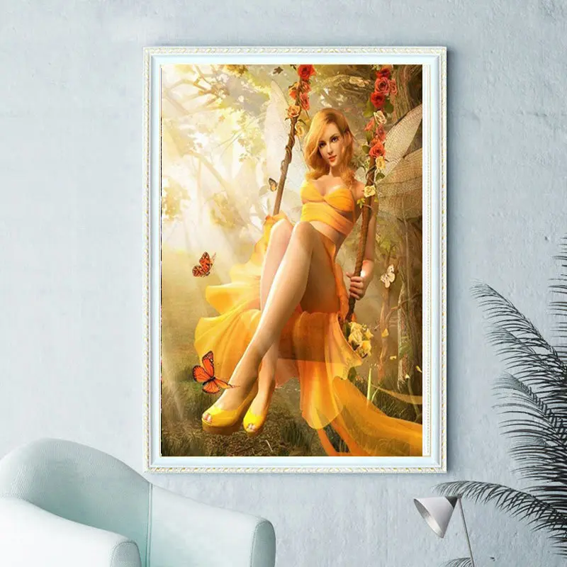 

5D DIY Diamond Painting Flowers Cross Stitch Kit Mosaic Diamond Embroidery Beautiful woman Full Square Drill Home Decoration
