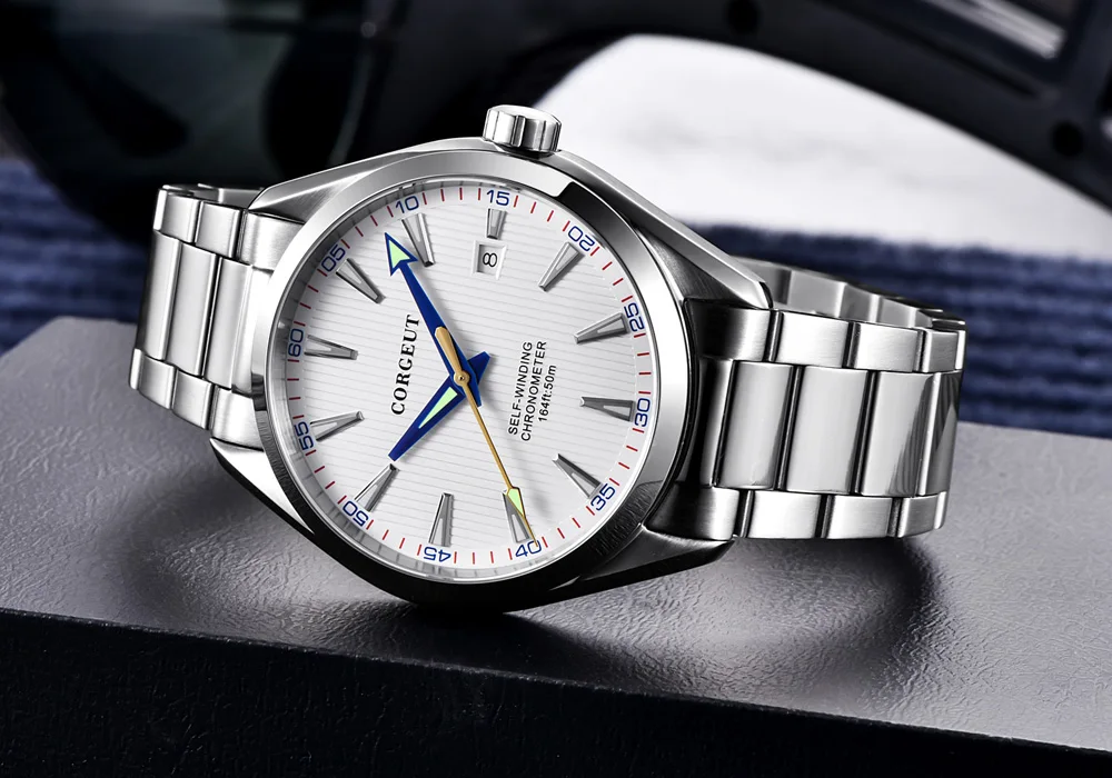 Роскошные автоматические мужские часы 41 мм с функцией даты сапфировым стеклом