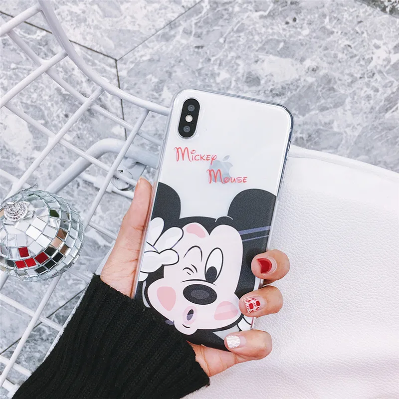 Милый чехол с рисунком Микки для iPhone 6, 6s, 7, 8 Plus, мягкий силиконовый чехол для телефона, чехол для iPhone 11 Pro, X, XR, Xs Max, чехол