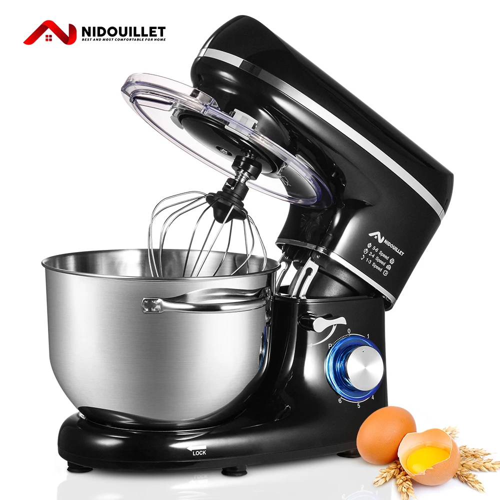 

Nidouillet Stand Mixer, Electric Kitchen Mixers 6-Speed,Food Mixer with Dough Hook Wire Whip & Beater, Stainless Steel Bowl