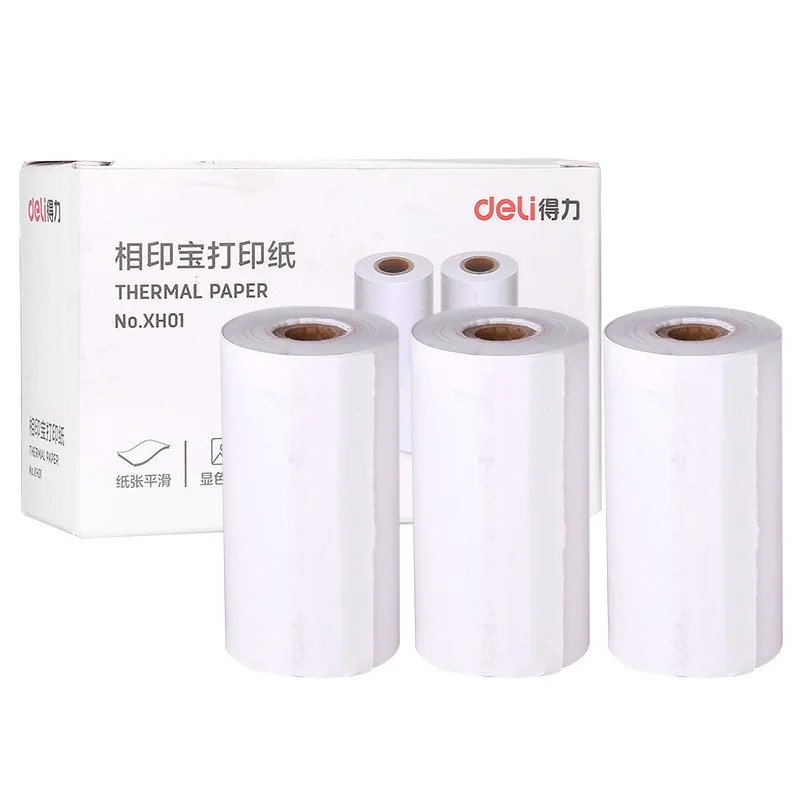 

Deli Xh01 Thermal Self-adhesive Printing Paper Glossy Subsurface Adhesive Blank Label Paper A Box Of 3 Rolls 10 Meters
