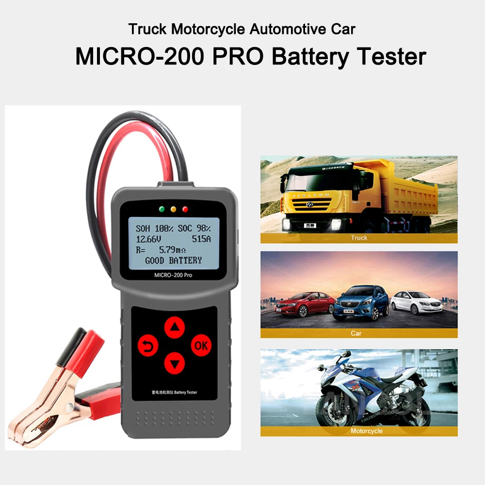 Тестер Цифровой автомобильной батареи тестер емкости MICRO 200PRO 12В 24В 40 2000CCA|Тестеры