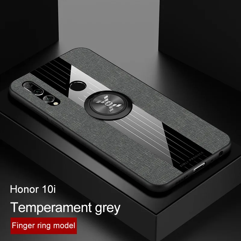 gray with ring Для huawei Honor 10i HRY-LX1T чехол металлическое кольцо-держатель подставка Магнитный чехол для Honor10i Honor 10 i 20i кожаный чехол - Цвет: gray with ring